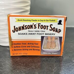 Johnson's Foot Soap Dissolving Powder 4 Pack 1oz each Discontinued Baking Soda